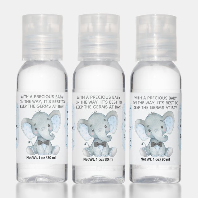 Boy Elephant Bow Tie Baby Shower Hand Sanitizer (Set)