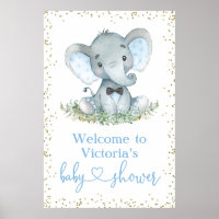 Boy Elephant Bow Tie Baby Shower Welcome Sign