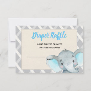 Boy Elephant Diaper Raffle Card Blue