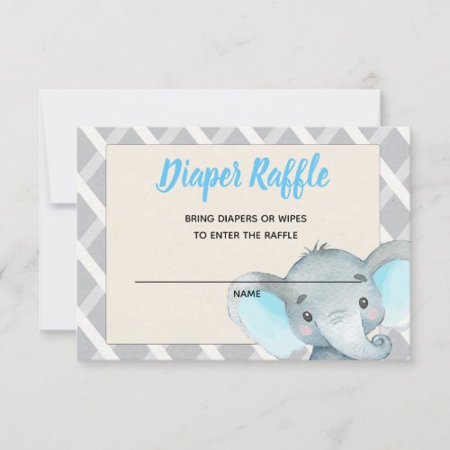 Boy Elephant Diaper Raffle Card Blue