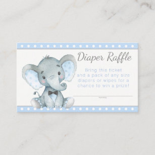 boy elephant diaper raffle tickets enclosure card diaper raffle wording
