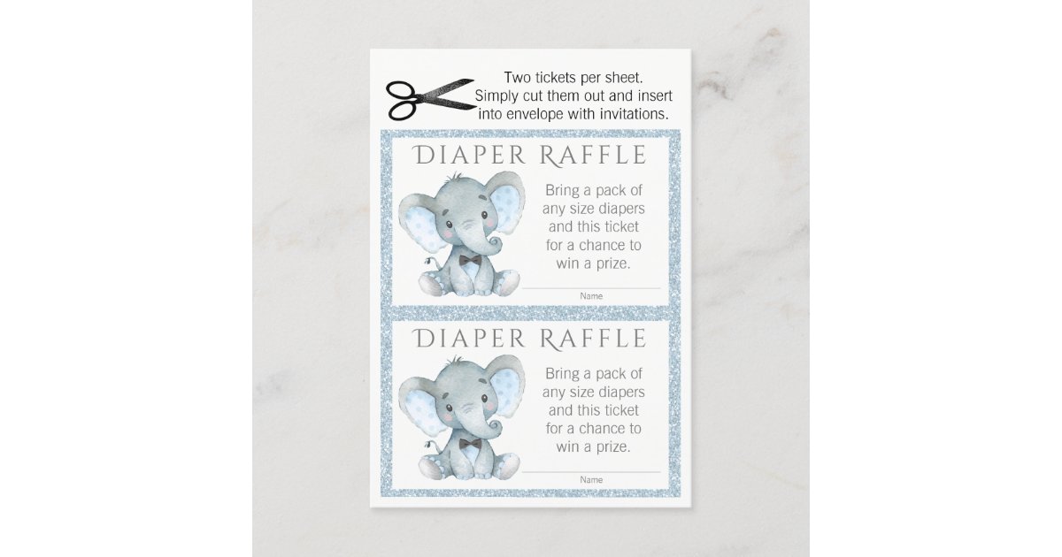Boy Elephant Diaper Raffle Tickets Enclosure Card | Zazzle