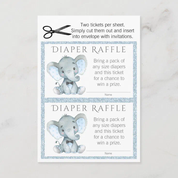 elephant diaper raffle tickets