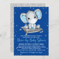 Boy Elephant Drive By Baby Shower Invitation