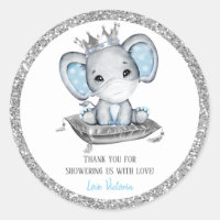 Boy Elephant Drive By Baby Shower Stickers