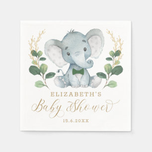Boy Elephant Little Gentleman Greenery Baby Shower Napkins