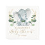 Boy Elephant Little Gentleman Greenery Baby Shower Napkins
