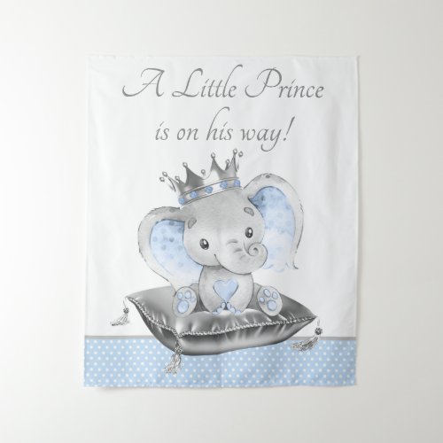 Boy Elephant Prince Baby Shower Backdrop Banner