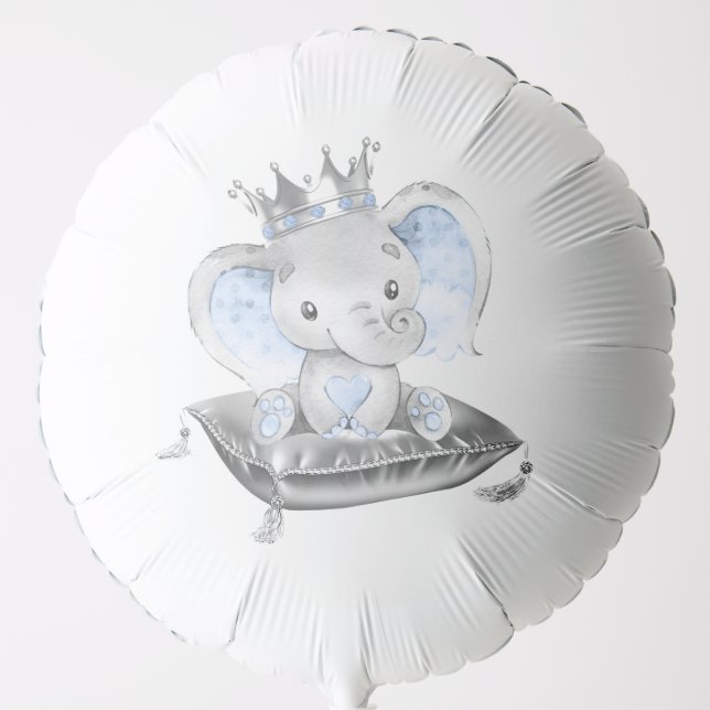 Boy Elephant Prince Baby Shower Balloon (Front)