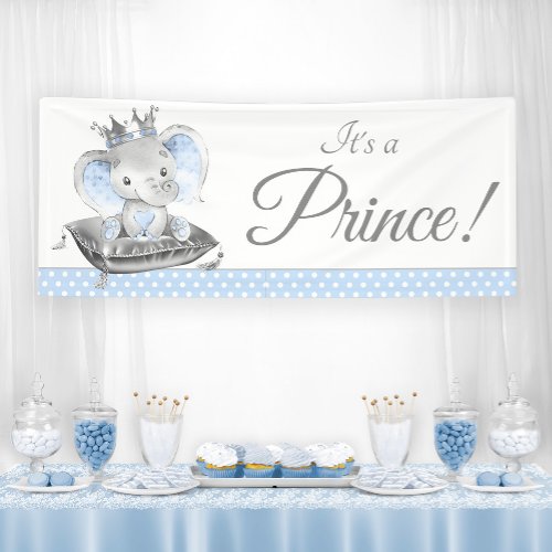 Boy Elephant Prince Baby Shower Banners