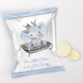 Boy Elephant Prince Baby Shower Chip Bag Wrappers by The_Baby_Boutique at Zazzle