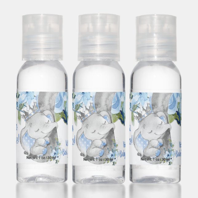 Boy Elephant Prince Baby Shower Hand Sanitizer (Set)