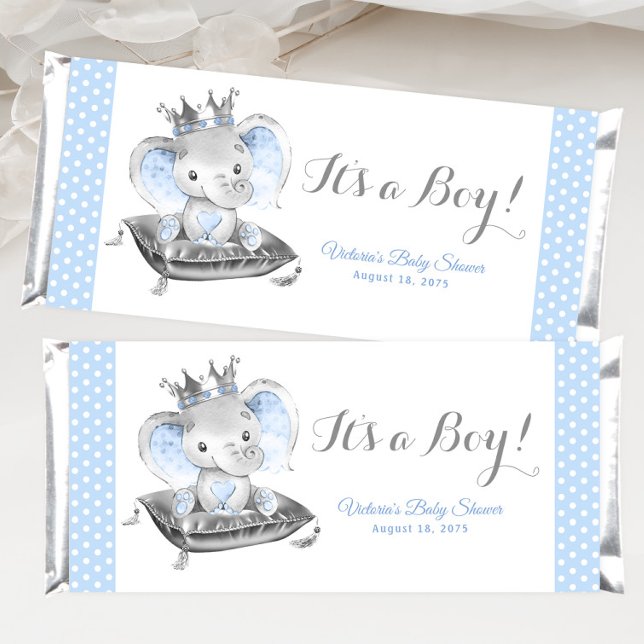 Boy Elephant Prince Baby Shower  Hershey Bar Favors (Creator Uploaded)