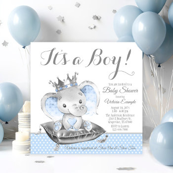 Boy Elephant Prince Baby Shower Invitation by The_Baby_Boutique at Zazzle