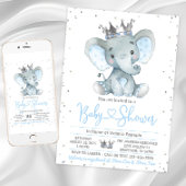 Boy Elephant Prince Baby Shower Invitation