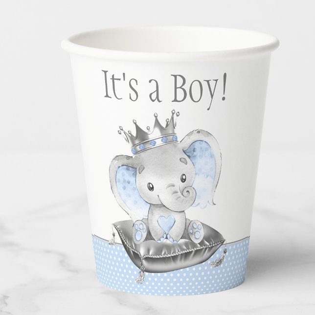 Boy Elephant Prince Baby Shower Paper Cups (Creator Uploaded)
