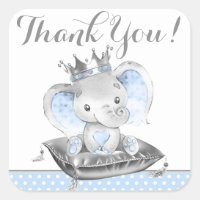 Boy Elephant Prince Baby Shower Stickers