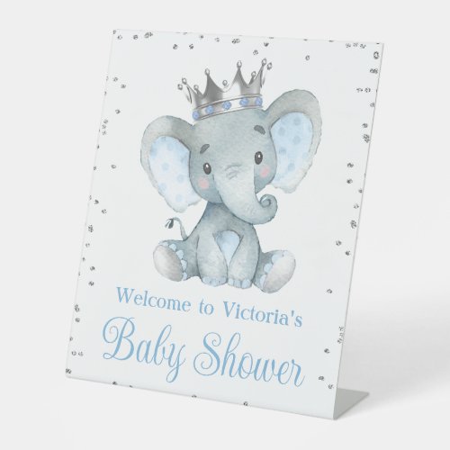 Boy Elephant Prince Baby Shower Welcome Table Sign