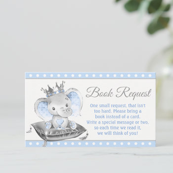 Boy Elephant Prince Book Request Enclosure Card by The_Baby_Boutique at Zazzle