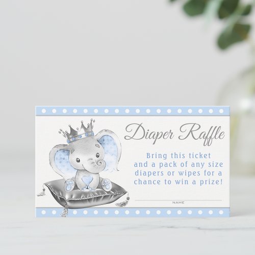 Boy Elephant Prince Diaper Raffle Tickets Enclosure Card