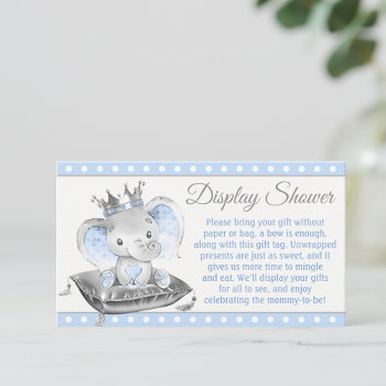 Boy Elephant Prince Display Shower Enclosure Card by The_Baby_Boutique at Zazzle