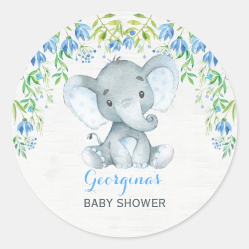 Boy Elephant Thank You Sticker Baby Shower Favors