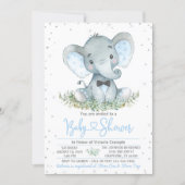 Boy Elephant Tie Glitter Baby Shower Invitation (Front)