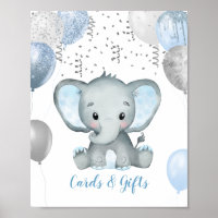 Boy Elephant Watercolor Baby Shower Gifts Poster