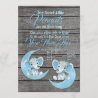 Boy Elephants Baby Shower Invitation rustic moo