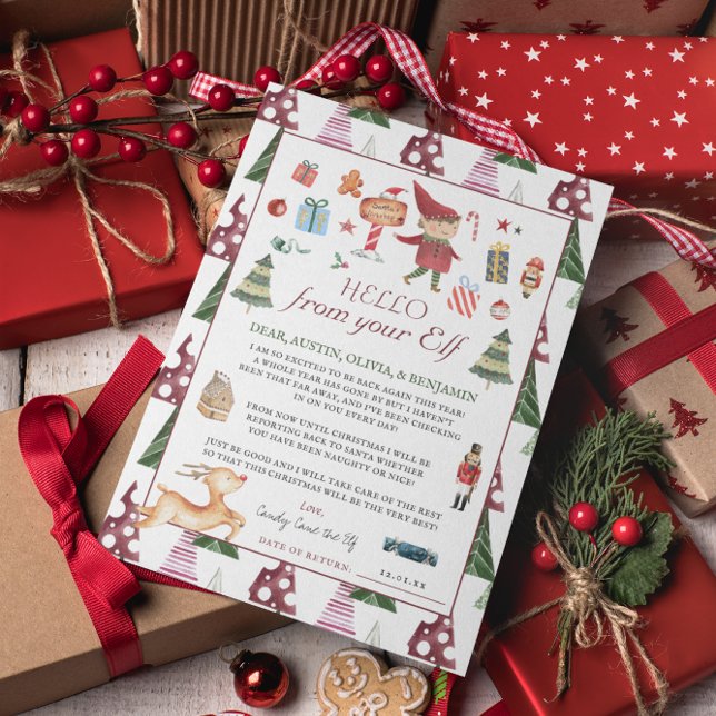 Boy Elf | Kids Christmas Elf Hello Letter Card (Creator Uploaded)