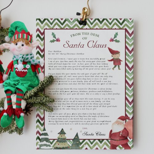 Boy Elf  Retirement Letter Christmas Santas Desk Invitation