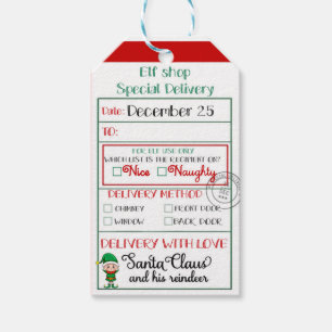 Boy Elf Shop Special Delivery Nice or Naughty Gift Tags
