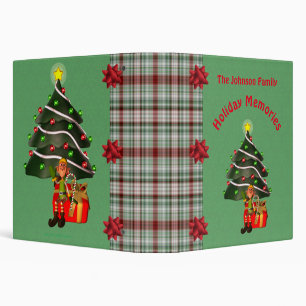 Boy Elf Tree Holiday Christmas Personalized    3 Ring Binder
