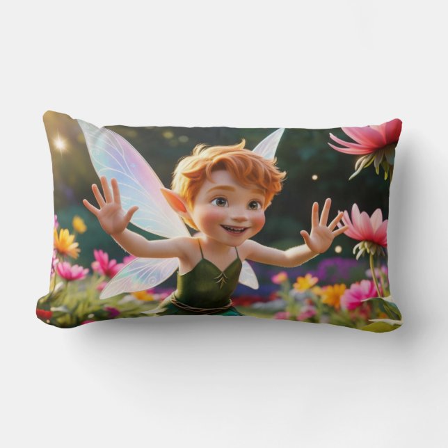 Boy Fairy Greetings  Lumbar Pillow (Front)