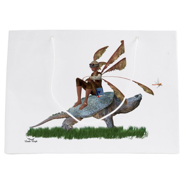 Boy Fairy Riding On Turtle Gift Bag (Front)