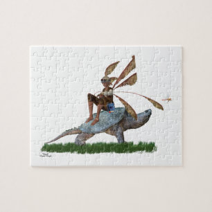 Boy Fairy Riding On Turtle Jigsaw Puzzle