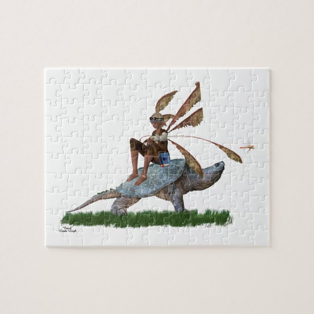 Boy Fairy Riding On Turtle Jigsaw Puzzle (Horizontal)