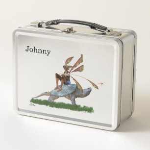 Boy Fairy Riding On Turtle Metal Lunchbox