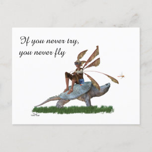 Boy Fairy Riding On Turtle Postcard