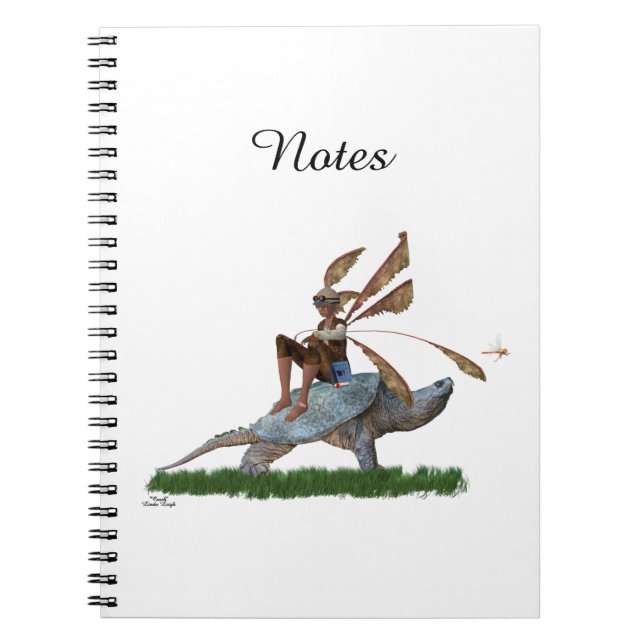Boy Fairy Riding On Turtle Spiral Photo Notebook (Front)