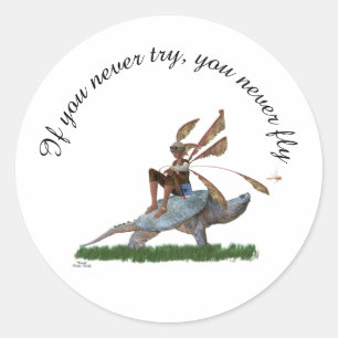 Boy Fairy Riding On Turtle Sticker