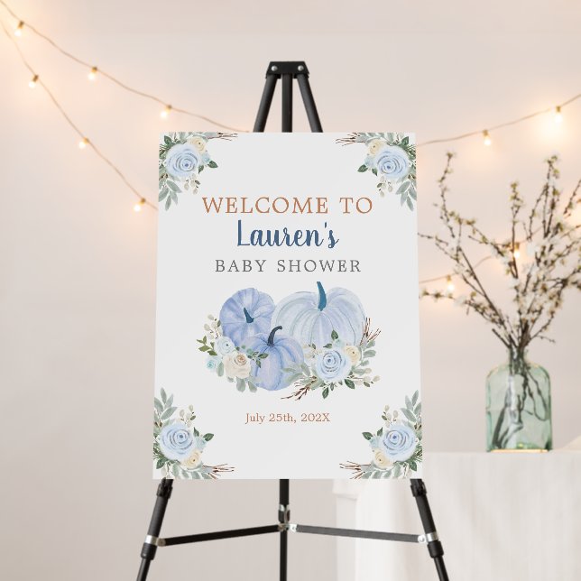 Boy Fall Baby Shower Pumpkin Welcome sign (In Situ (Stand))