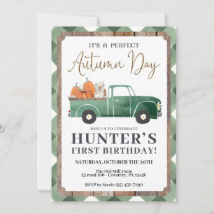 Boy Fall Birthday Invitation, FALL First Birthday Announcement