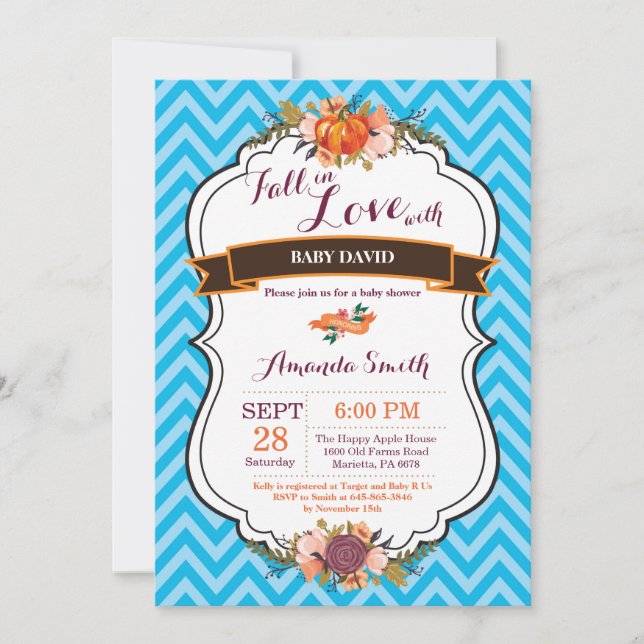 Boy Fall in Love Pumpkin Baby Shower Invitation (Front)