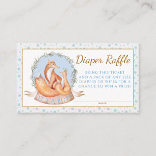 Boy Fall Winter Woodland Fox Diaper Raffle Tickets Enclosure Card