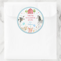 Boy Farm Animal Barnyard Birthday Classic Round Sticker