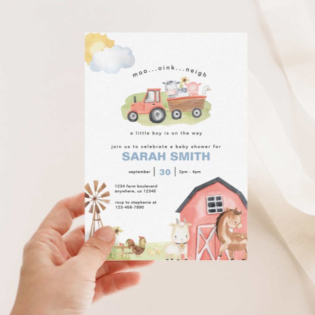 Boy Farm Animals Baby Shower Invitation (Creator Uploaded)