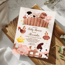 Boy Farm Animals Baby Shower Invitation