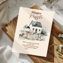 Boy Farm Animals Baby Shower Raffle Diapper  Enclosure Card