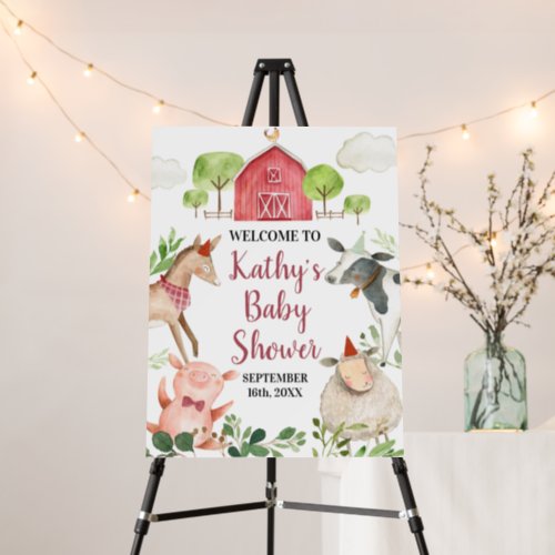 Boy Farm Animals Barnyard Baby Shower Welcome Foam Board